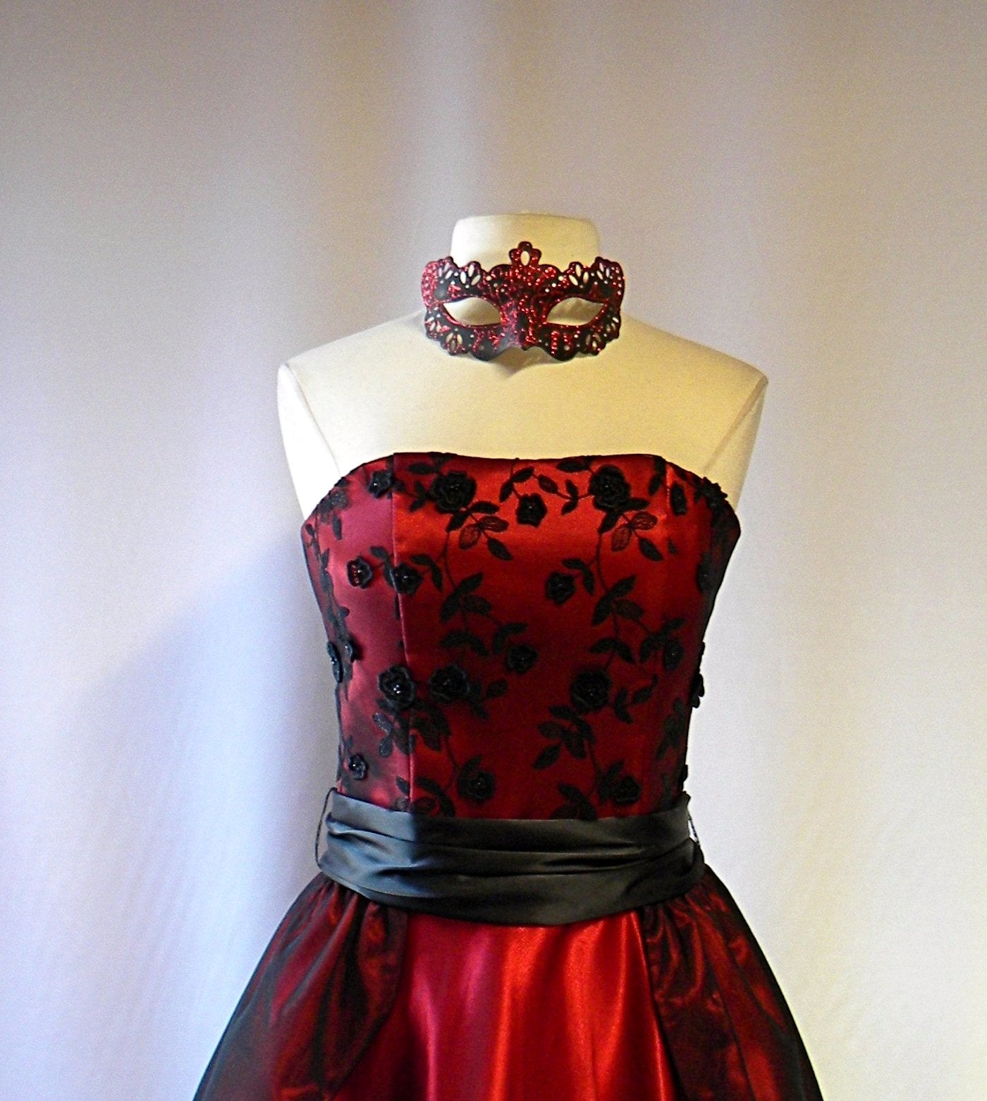 red masquerade dress